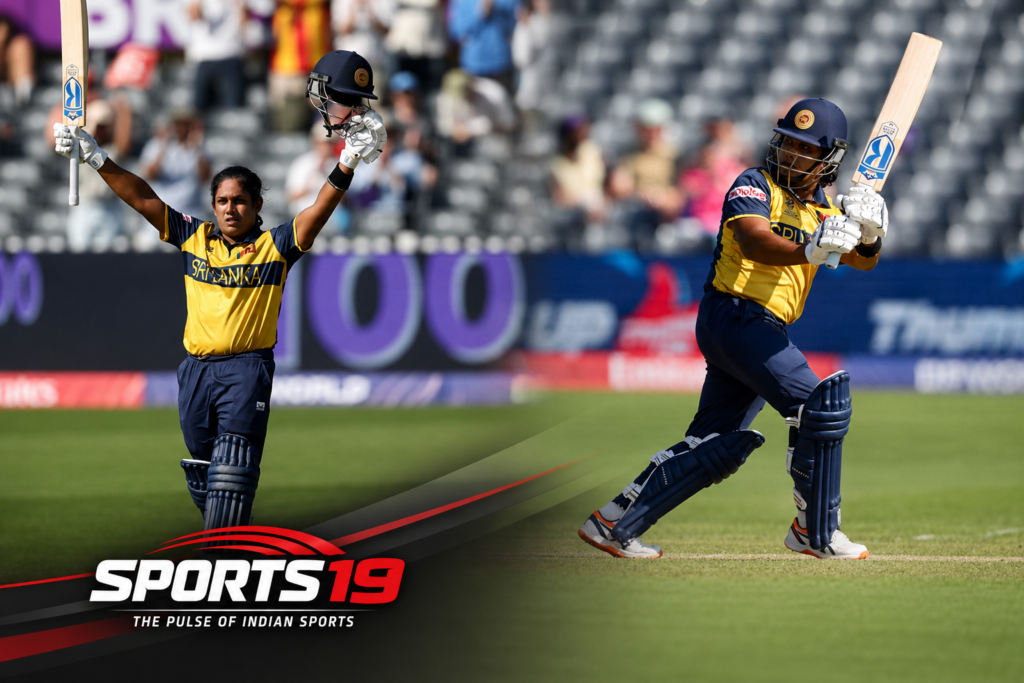 Chamari Athapaththu celebrates her unbeaten century during Sri Lanka Women's nine-wicket victory over Ireland Women in the ICC Women's T20 World Cup 2026.