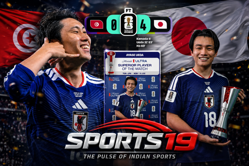 Japan Rout Tunisia 4-0 as Ueda Shines in Group F Ayase Ueda celebrates after scoring in Japan's 4-0 victory over Tunisia during the FIFA World Cup 2026 Group F match in Monterrey.