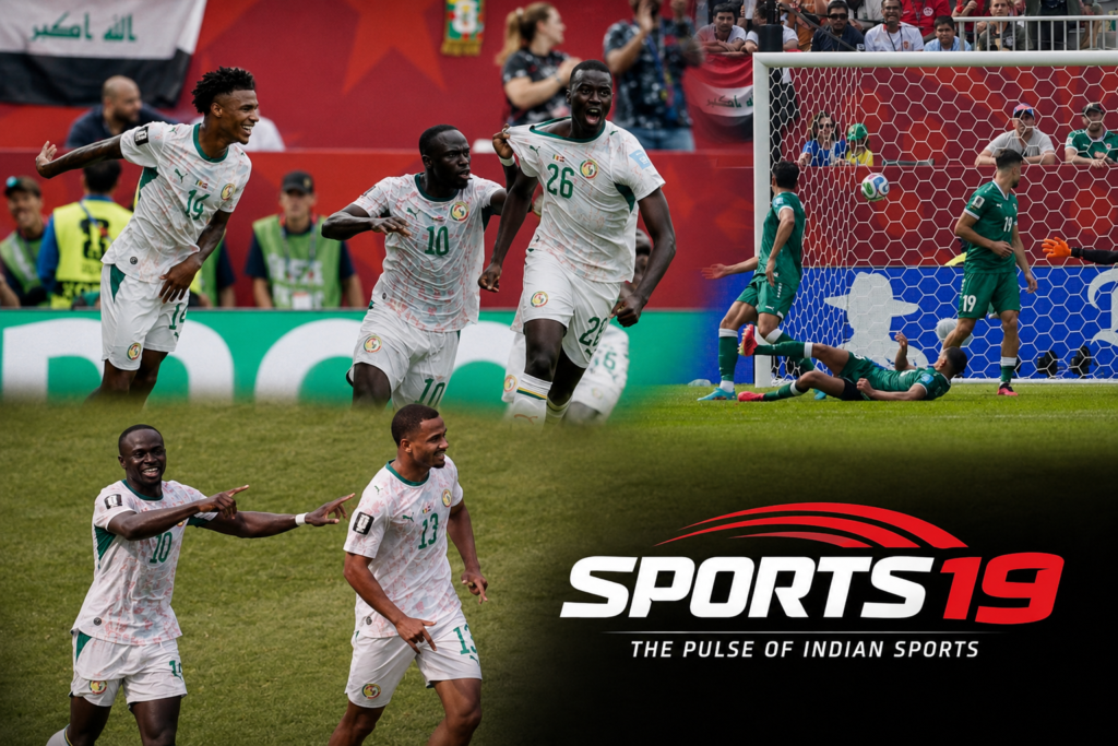 Senegal players celebrate during their dominant 5-0 victory over Iraq in the FIFA World Cup 2026 Group I match at Toronto Stadium.