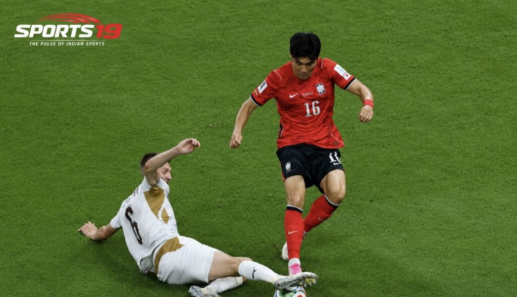 South Korea players celebrate a 2-1 comeback victory over Czechia during the FIFA World Cup 2026 Group A match.